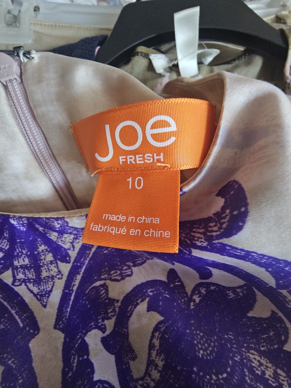 Joe Fresh Women's Purple And Cream Print One-Piece Dress